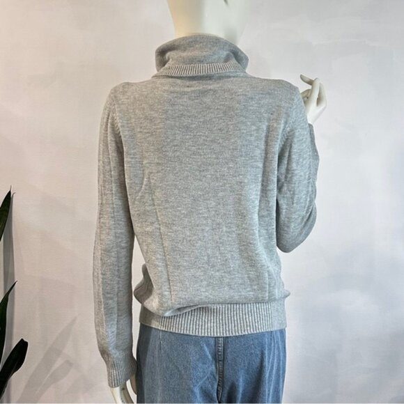 Talbots Season's Tweetings bird Zipper Cowl Christmas Lambswool Sweater - Picture 9 of 12